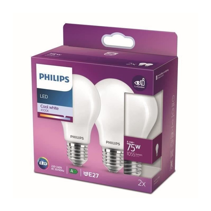 Philips ampoule LED Equivalent 75W E27 Blanc froid non dimmable,