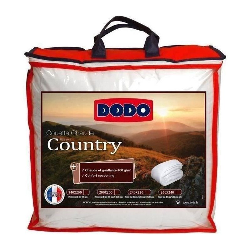 Couette chaude Country - 220 x 240 cm - 400gr/m² - Blanc - DODO