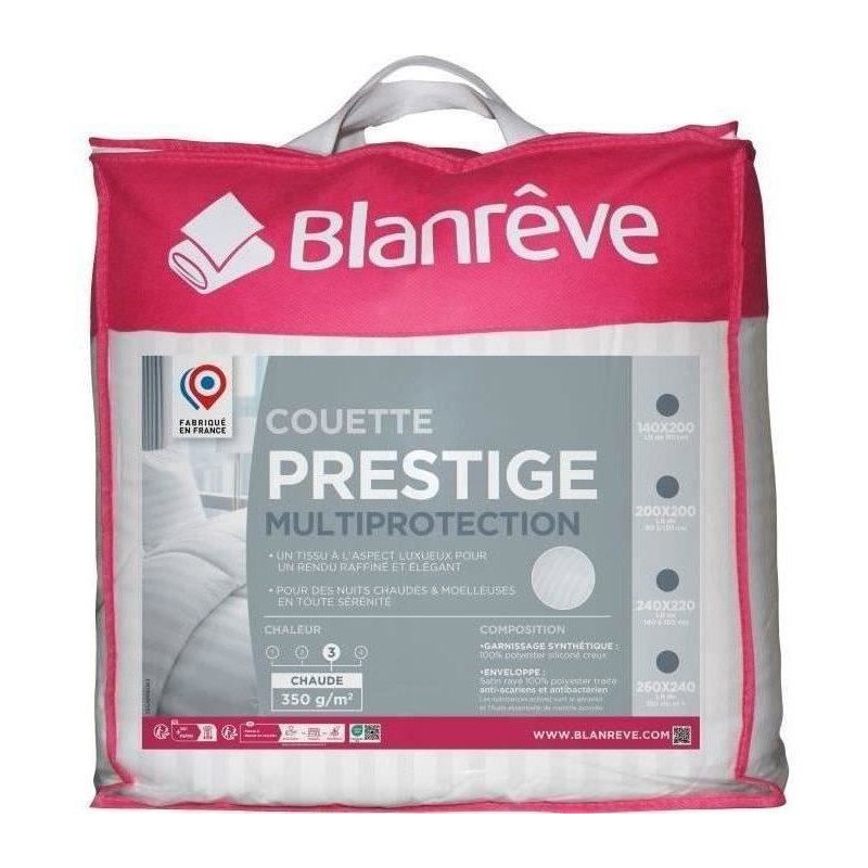 Couette chaude 220x240 cm BLANREVE PRESTIGE Multiprotection - 100% Polyester ...