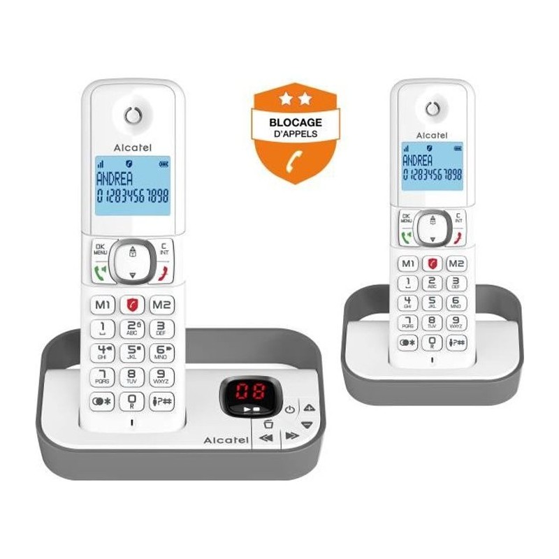 Téléphone fixe sans fil - ALCATEL - F860 voice duo grey - Blocage d'appels in...