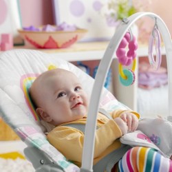 BRIGHT STARTS Transat bébé évolutif Arc-en-Ciel, rose, Vibrations apaisantes,...