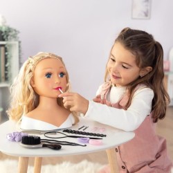 Smoby - Tete a coiffer blonde - Facile a coiffer - 19 accessoires réalistes -...