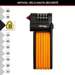 Antivol Vélo a Code - MASTER LOCK - 8336EURDPRO - Acier Trempé, Combinaison P...