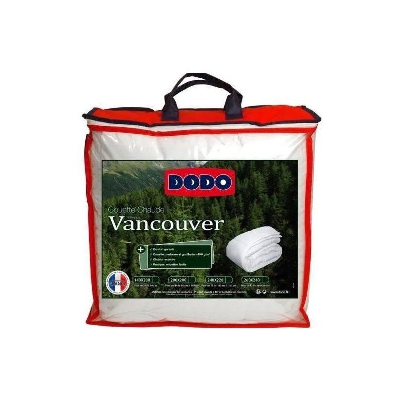 Couette chaude Vancouver - 240 x 260 cm - 400gr/m² - Blanc - DODO
