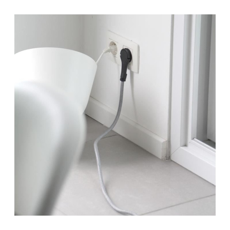 CHACON Prolongateur textile  5m 3x1,5m2 textile cable & noire  fiche plate no...