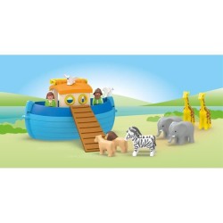 PLAYMOBIL Junior 71681 Arche de Noé transportable, 15 pieces, Comprend un bat...