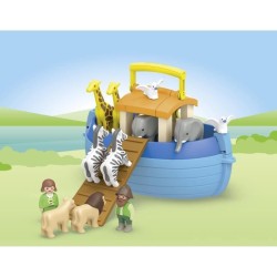 PLAYMOBIL Junior 71681 Arche de Noé transportable, 15 pieces, Comprend un bat...
