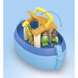 PLAYMOBIL Junior 71681 Arche de Noé transportable, 15 pieces, Comprend un bat...