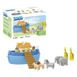 PLAYMOBIL Junior 71681 Arche de Noé transportable, 15 pieces, Comprend un bat...