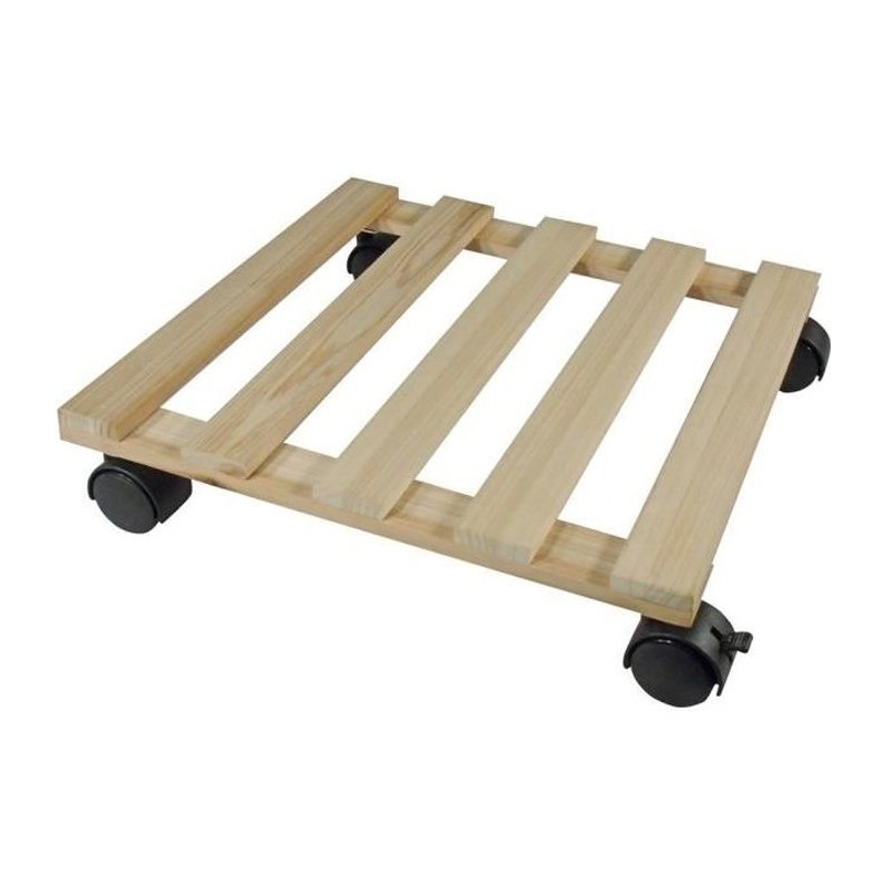 NATURE Tablette a roulettes pour plantes - Sapin - H7,4 x 35 x 35 cm