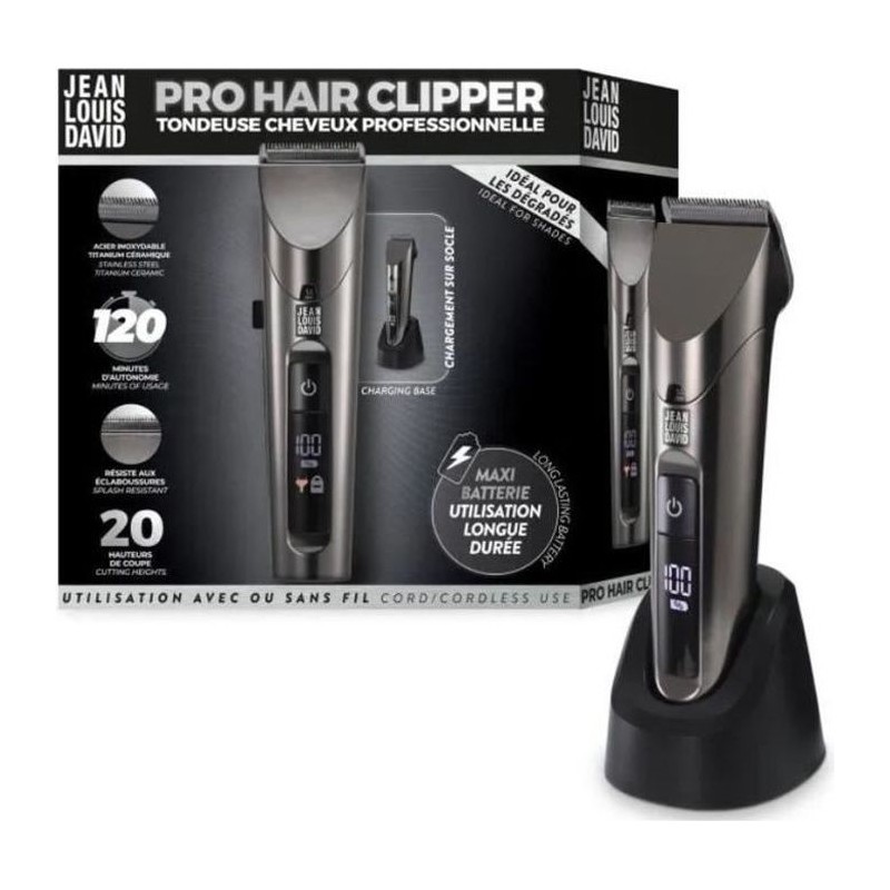 Tondeuse cheveux - JEAN LOUIS DAVID - Pro Hair Clipper - 20 Hauteurs de Coupe...