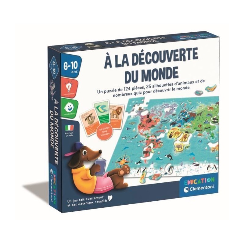 Clementoni - Puzzle a la découverte du monde - Avec activités, défis,