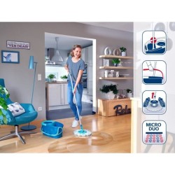 Set lave sol avec seau essoreur Leifheit Clean Twist Disc Mop 52101, balais s...