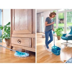 Set lave sol avec seau essoreur Leifheit Clean Twist Disc Mop 52101, balais s...