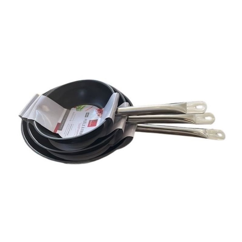 Lot de 3 poeles - BAUMALU - Gastronomie - 20 / 24 / 28 cm - Acier inoxydable