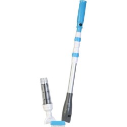 GRE - Nettoyeur aspirateur de fond a batterie pour piscine - Avec manche télé...