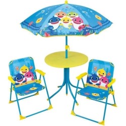 FUN HOUSE Baby Shark Salon de jardin - 1 table H.46xø46 cm, 2 chaises H.53xl....