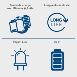 batterie 4.0Ah 20V + chargeur - batterie universelle pour la gamme SCHEPPACH ...