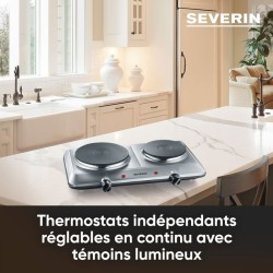 Plaque de cuisson posable SEVERIN - K1014 - 2 foyers en fonte - 2500W