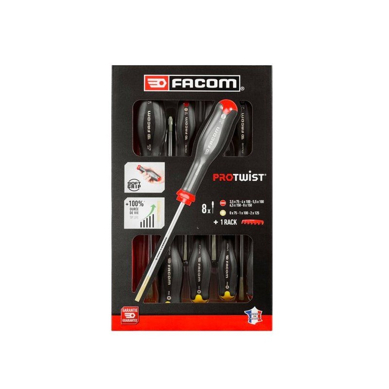 Coffret de 8 Tournevis Protwist - FACOM - AT.8PB - Fente/Prozidriv/Phillips -...