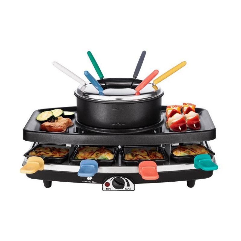 CONTINENTAL EDISON CERFG86B Appareil a raclette et fondue 8 personnes - Noir