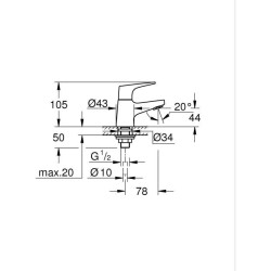 Robinet salle de bains monofluide GROHE Start Flow - Taille XS - Chromé - Eco...