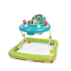 BRIGHT STARTS Trotteur bébé pliable- Safari- Jouets interactifs, Hauteur Régl...