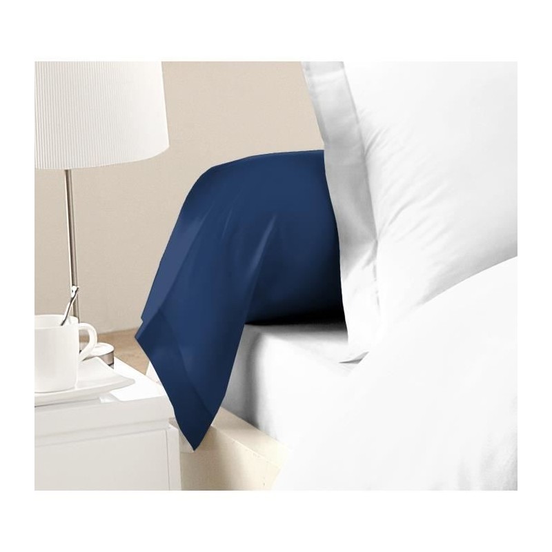 LOVELY HOME Lot de 2 taies de traversin - 85 x 185 cm - 100% coton - Bleu