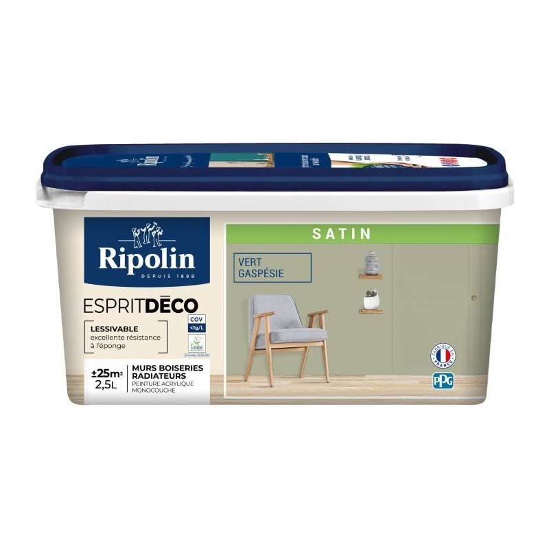 Peinture esprit deco multi-supports - RIPOLIN - 445877 - Vert gaspesie - Sati...