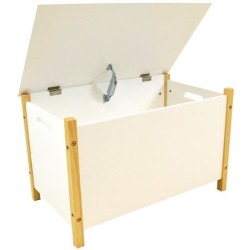 Coffre a jouets en bois SCANDIWOOD - FUN HOUSE - Blanc et beige - Pour enfant...