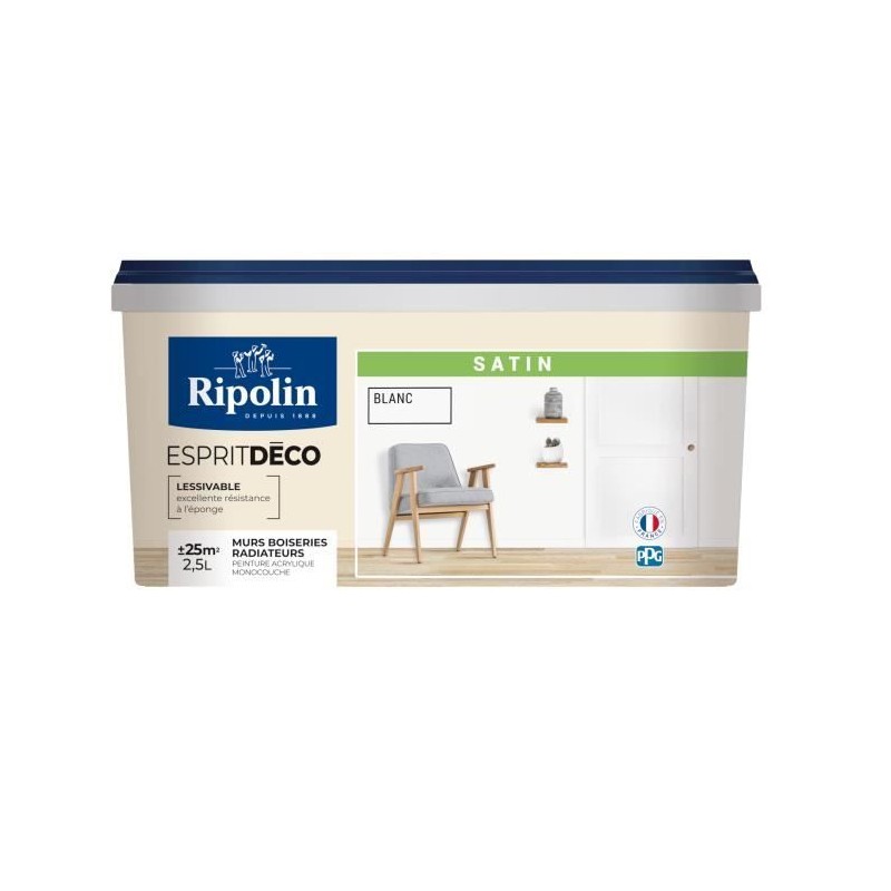 RIPOLIN ESPRIT DECO MULTI SUPPORTS BLANC  satin 2,5L