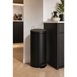 KITCHEN MOVE Poubelle de cuisine a pédale URBAN 30L - En acier Noir