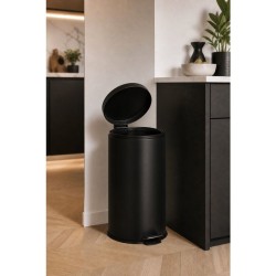 KITCHEN MOVE Poubelle de cuisine a pédale URBAN 30L - En acier Noir