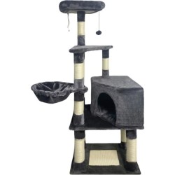 SWIFTY Arbre a chat - 55 x 40 x 138 cm - Gris foncé - 3 plateformes, 1 percho...