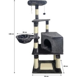 SWIFTY Arbre a chat - 55 x 40 x 138 cm - Gris foncé - 3 plateformes, 1 percho...