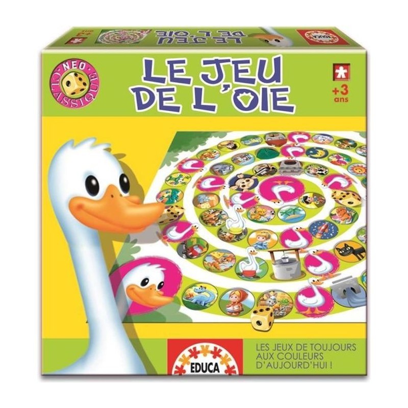 Jeu de l'oie EDUCA Neo Classique - Design frais et dynamique - Pour enfants a...