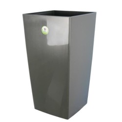 Pot de fleurs - RIVIERA - Nuance - Carré - 38 x 38 x H 69 cm - Gris pailleté