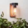 Applique extérieure CABAR - BRILLIANT - bois foncé/noir - métal/verre E27 1x40W