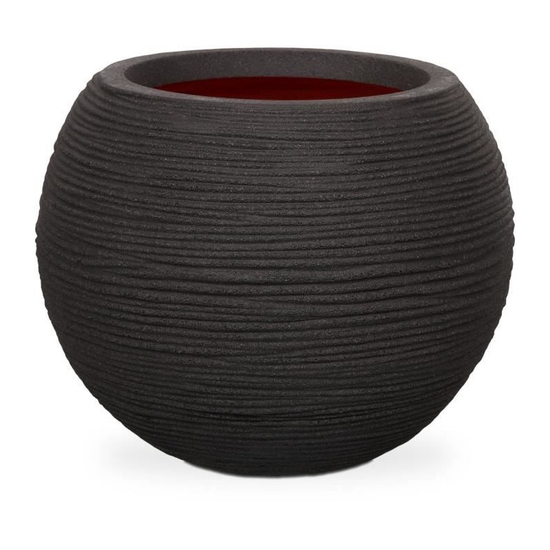 CAPI EUROPE Pot de fleurs rond NATURE RIB - 40x32 cm - Noir