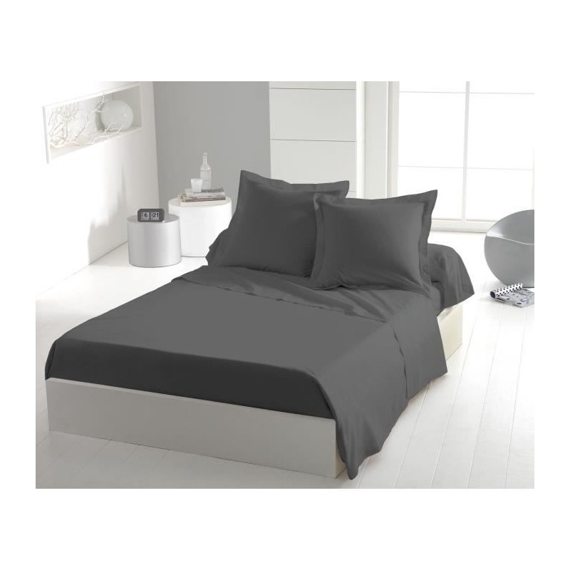 Drap plat - HOME LINGE PASSION - Microfibre 82 g - 240 x 300 cm - Anthracite