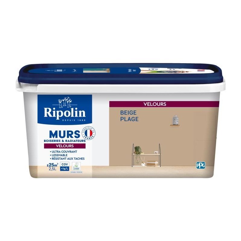 Peinture deco murs, boiseries & radiateurs - RIPOLIN - 468428 - Beige plage -...