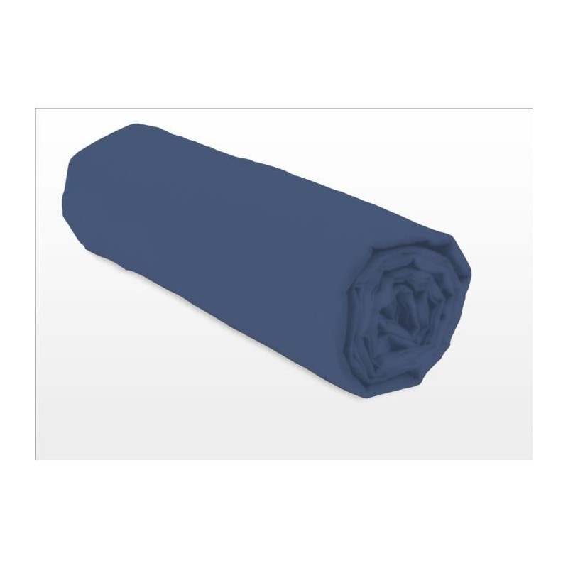 LOVELY HOME Drap housse - 160 x 200 + 25 cm - 100% coton - Bleu