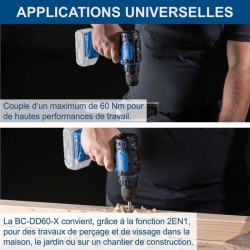 perceuse visseuse sans fil BC-DD60-X - brushless 60 Nm mandrin 13mm - SCHEPPA...