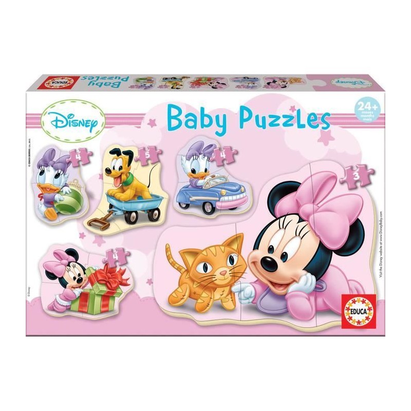Puzzle bébé Baby Minnie, 5 puzzles progressifs de 3 a 5 pieces, EDUCA 15612