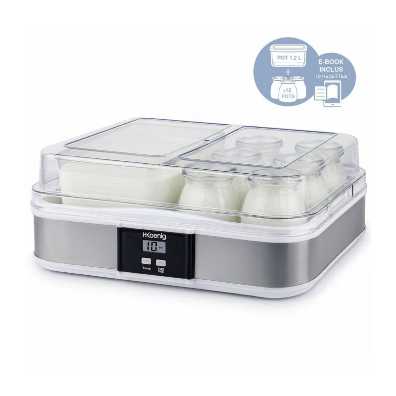Yaourtiere HKoeNIG - ELY120 - Capacité 12 pots en verre de 160ml + 1 pot a fr...