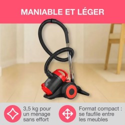 OCEANIC VC10RBAX2 Aspirateur traîneau sans sac - 700W - 80dB - A - Rouge