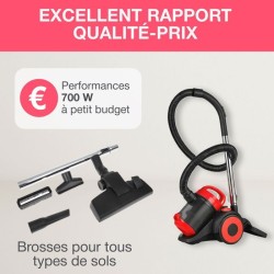 OCEANIC VC10RBAX2 Aspirateur traîneau sans sac - 700W - 80dB - A - Rouge