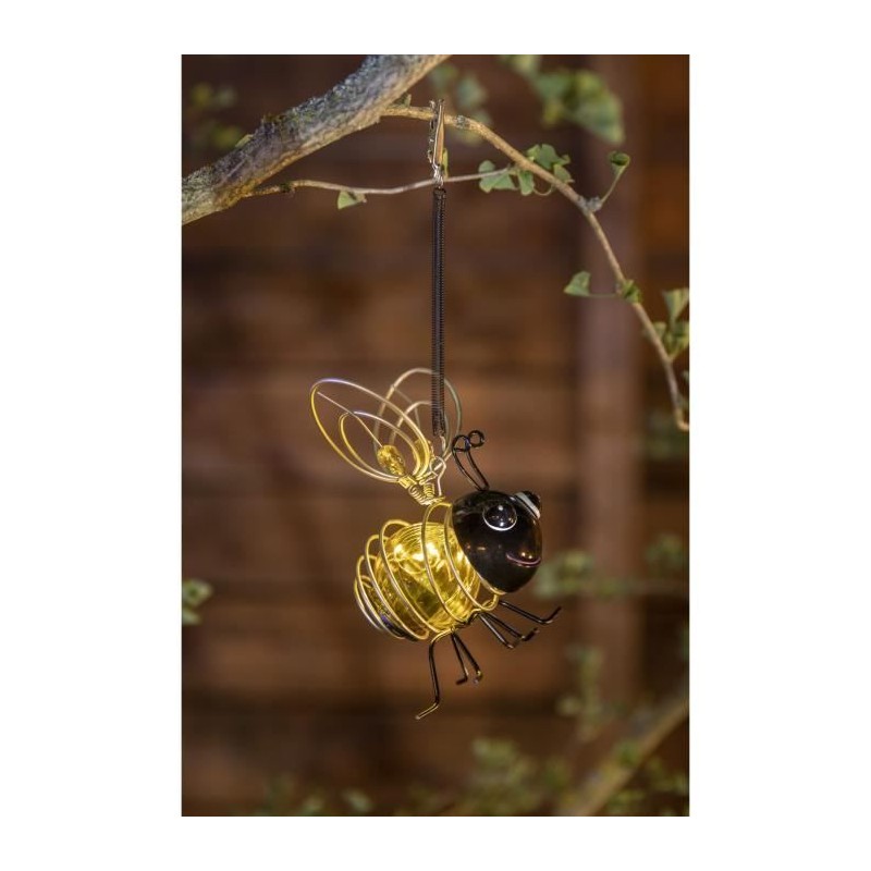 Lampe solaire Abeille - GALIX - 4 LED blanches - 8 heures d'éclairage - Métal...
