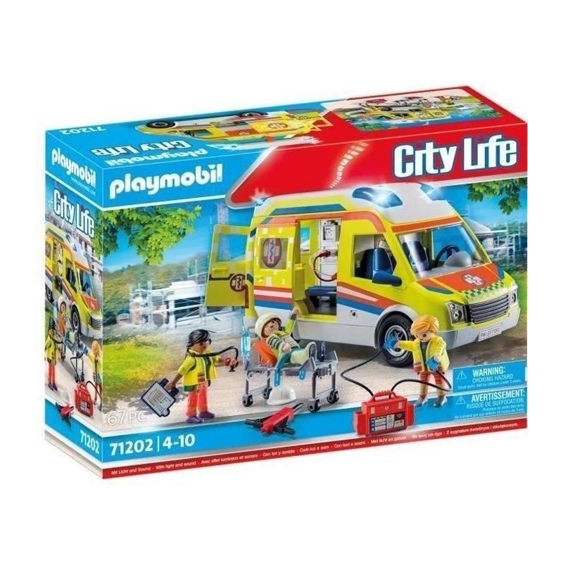 PLAYMOBIL 71202 Ambulance avec effets lumineux et sonore, City Action Les Sec...