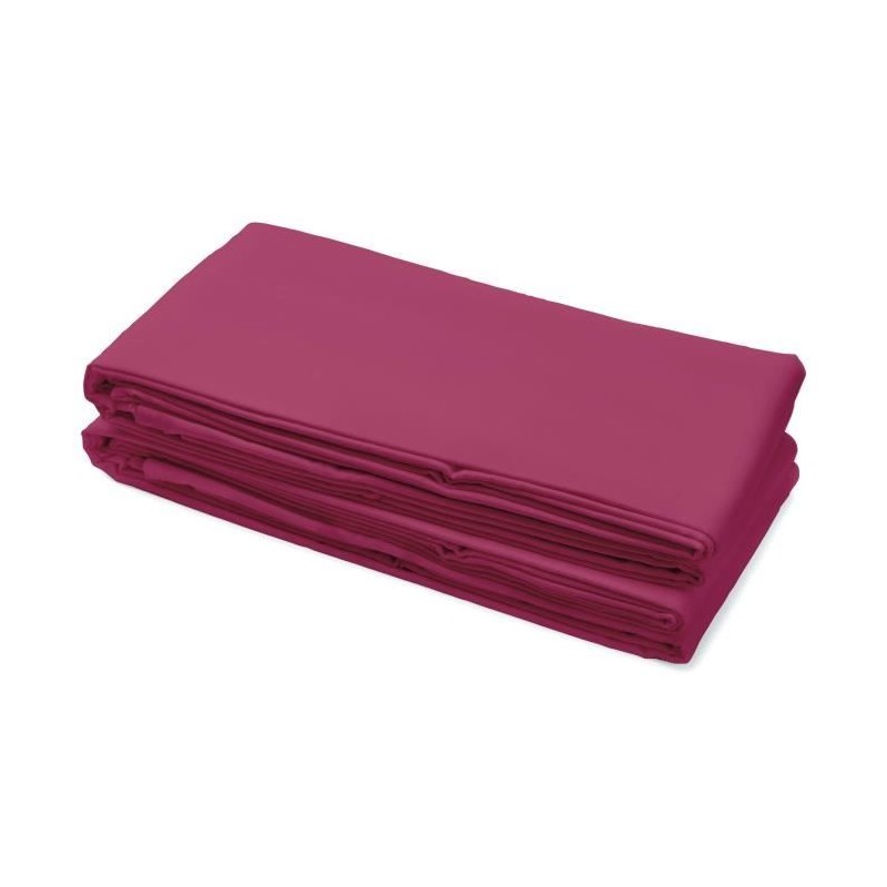 LOVELY HOME Drap Plat 100% coton 180x290 cm - 1 personne - Fuchsia